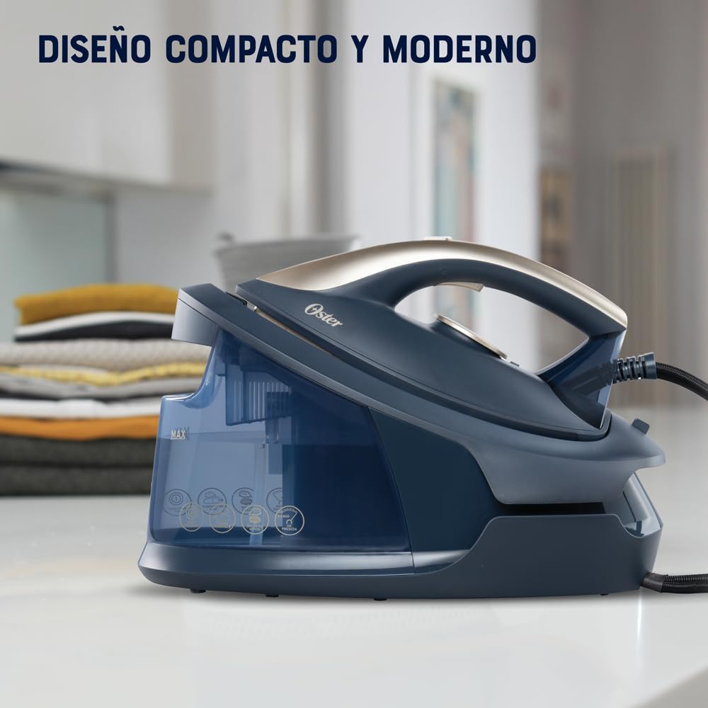 Plancha 2 en 1 con Central de Vapor Oster® con Suela de Cerámica con Partículas de Diamante, Potente y Antiadherente