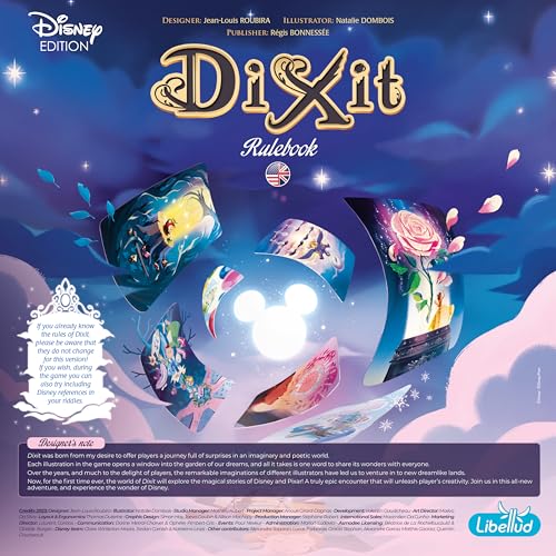 Dixit Juego de mesa Disney Edition - Juego de narración de historias para niños y adultos, edades de 8 años, 3 a 6 jugadores, tiempo de juego de 30 minutos