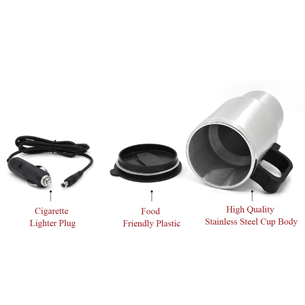 Taza Eléctrica Fydun 12V Acero Inoxidable 450ml para Viaje en Coche