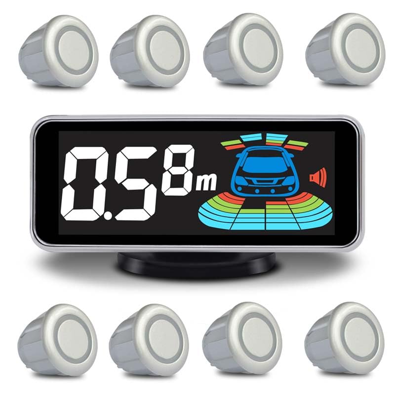 Sistema de Aparcamiento ELSNU Negro con 8 Sensores y Pantalla LCD para Coche Automático
