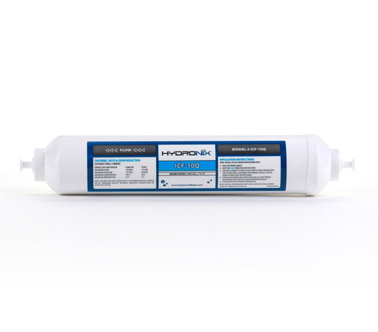 Hydronix ICF-10Q - Poste de ósmosis inversa en línea, filtro de agua GAC de coco para nevera y hielo, 2000 galones, conexión rápida de 1/4 pulgadas