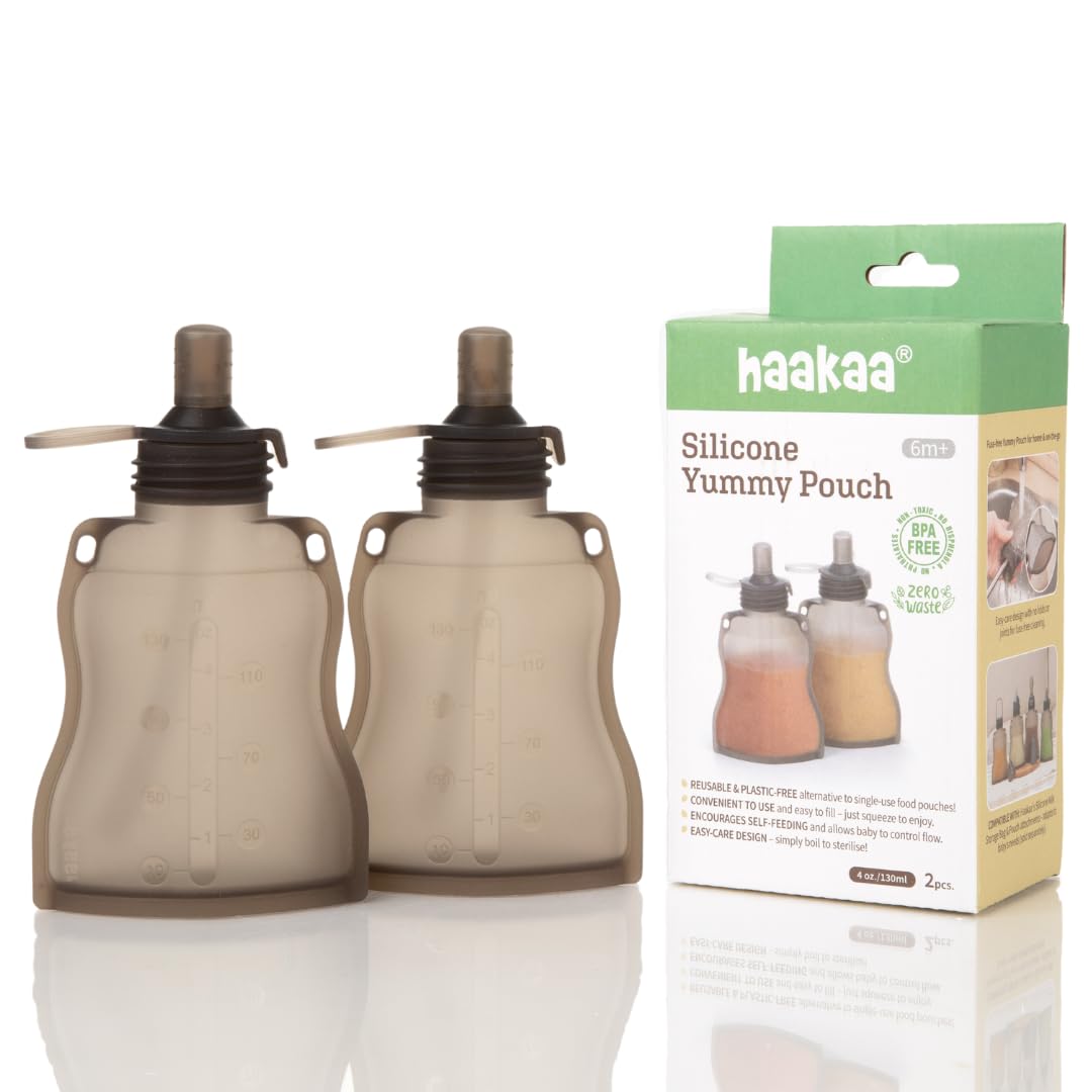 haakaa - Bolsa de silicona (4 onzas) – Bolsa reutilizable para aperitivos, para bebés, niños pequeños y niños, a prueba de fugas, silicona de grado alimenticio: apto para congelador y lavaplatos (2
