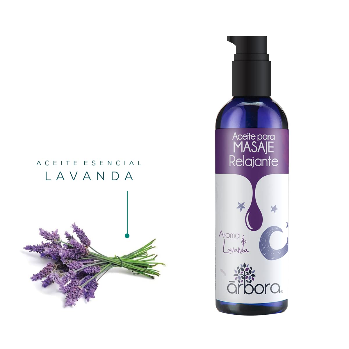 Kit de Relajación Árbora Lavanda con Aceite para Masaje Relajante y Spray Aromaterapia Sueño Profundo