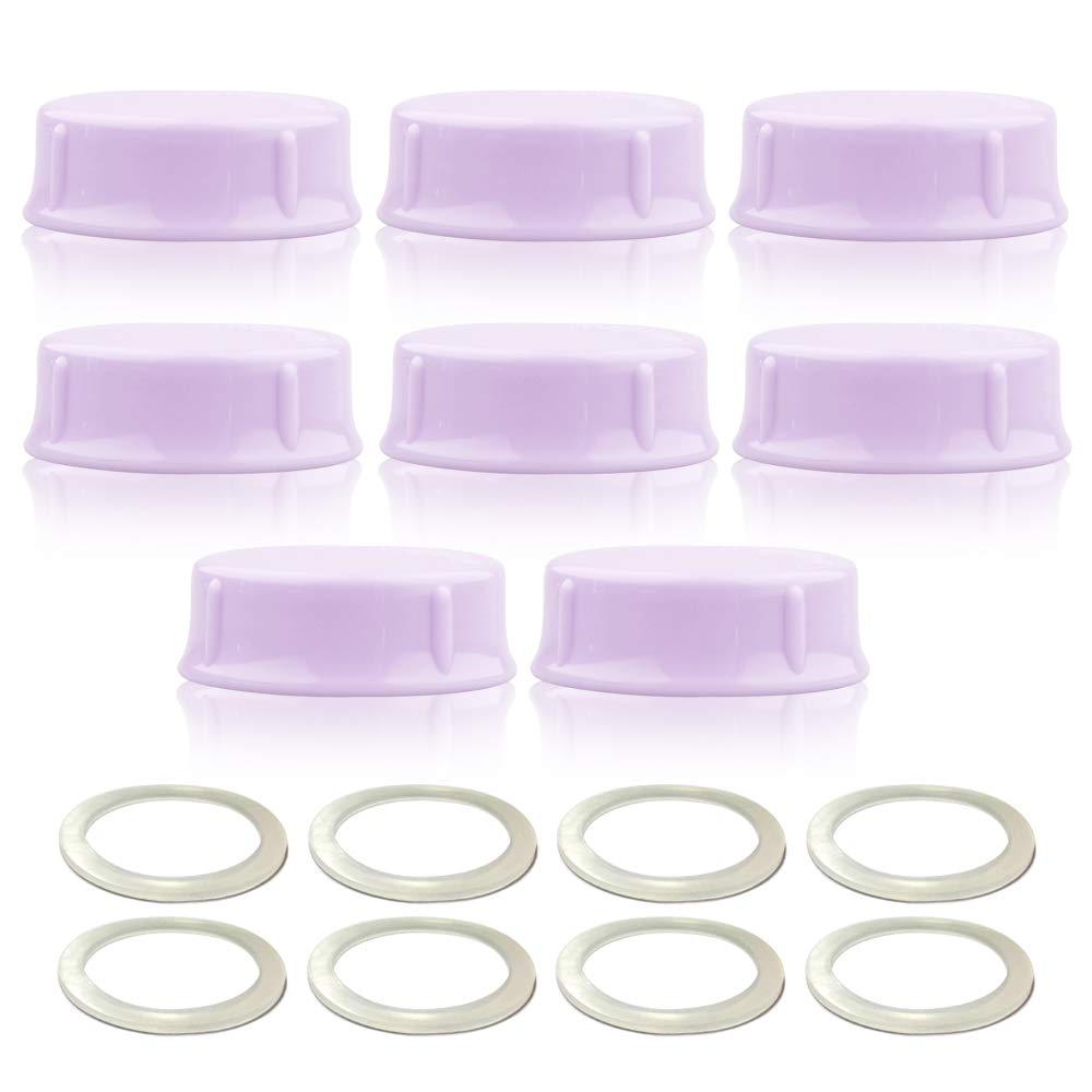 Tapas sólidas Maymom con anillo de sellado para biberones de tamaño estándar; tapas para biberón compatibles con biberones Medela, Ameda y biberones Nuk pequeños, Playtex y Gerber; 8 piezas (morado)