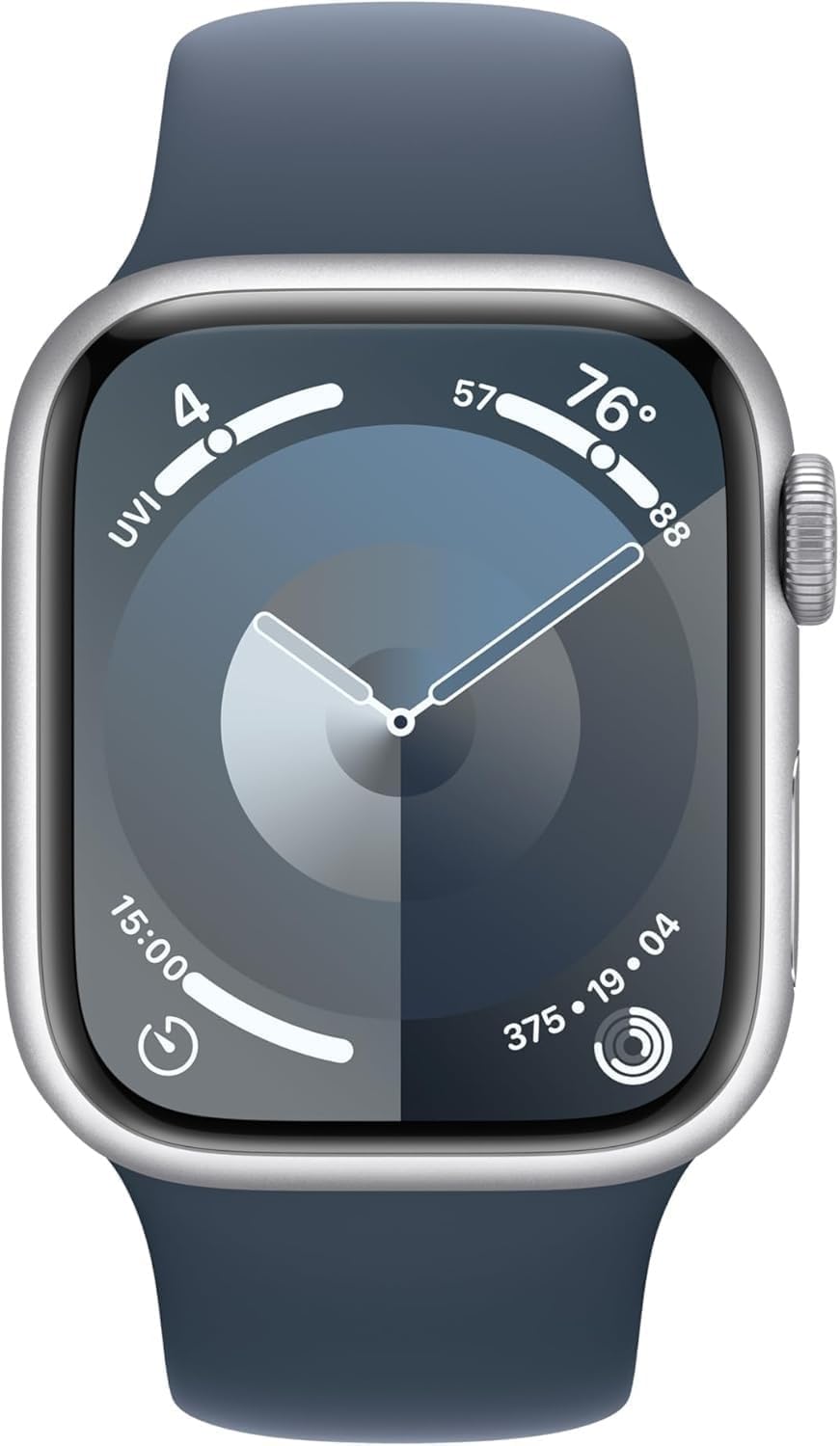 Reloj Inteligente Apple Watch Series 9 GPS 45mm Aluminio Plateado Banda Azul Deportiva Renewed