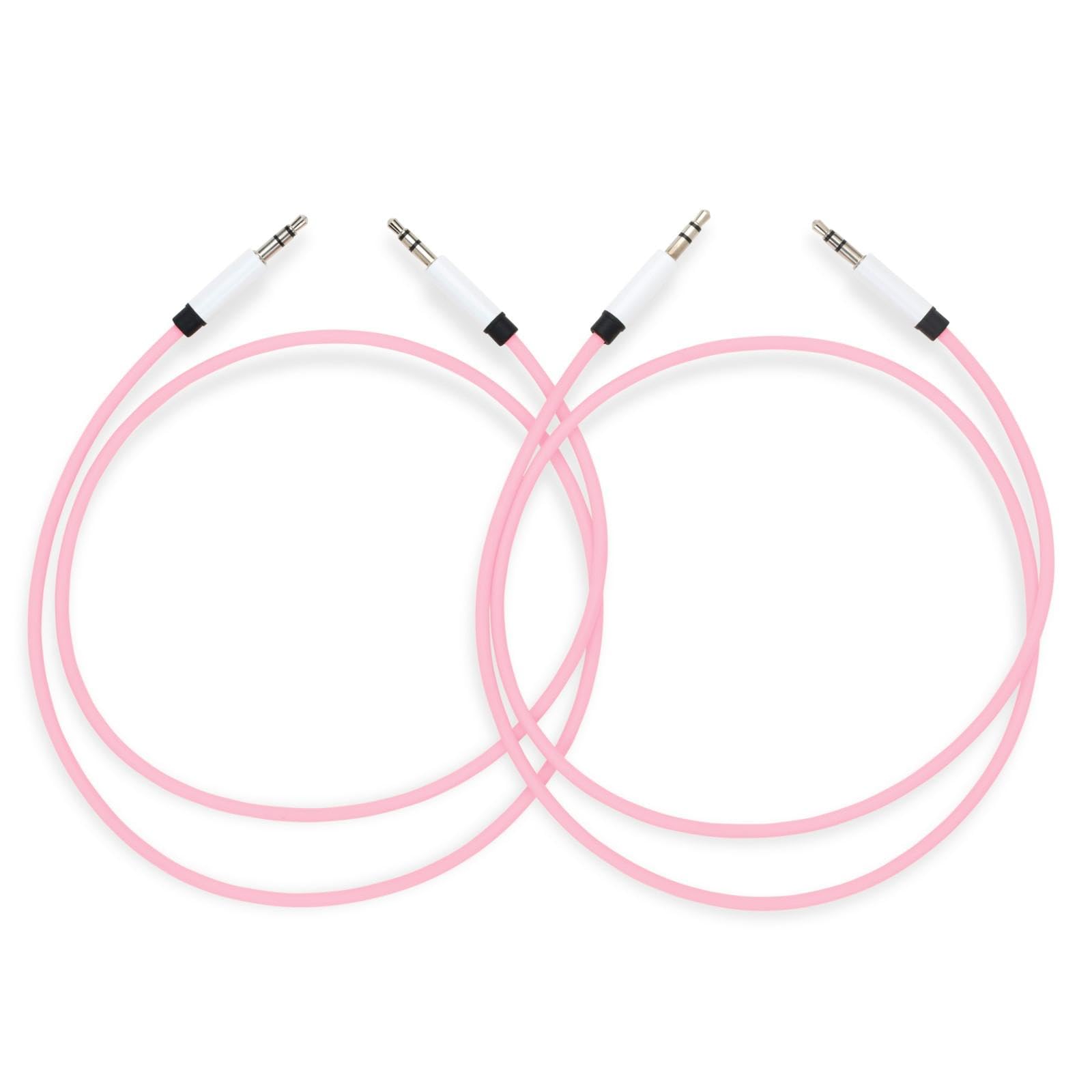 Cables de Audio MyVolts Rosa Malvavisco de Gama Plata, Paquete de 2, 70 cm