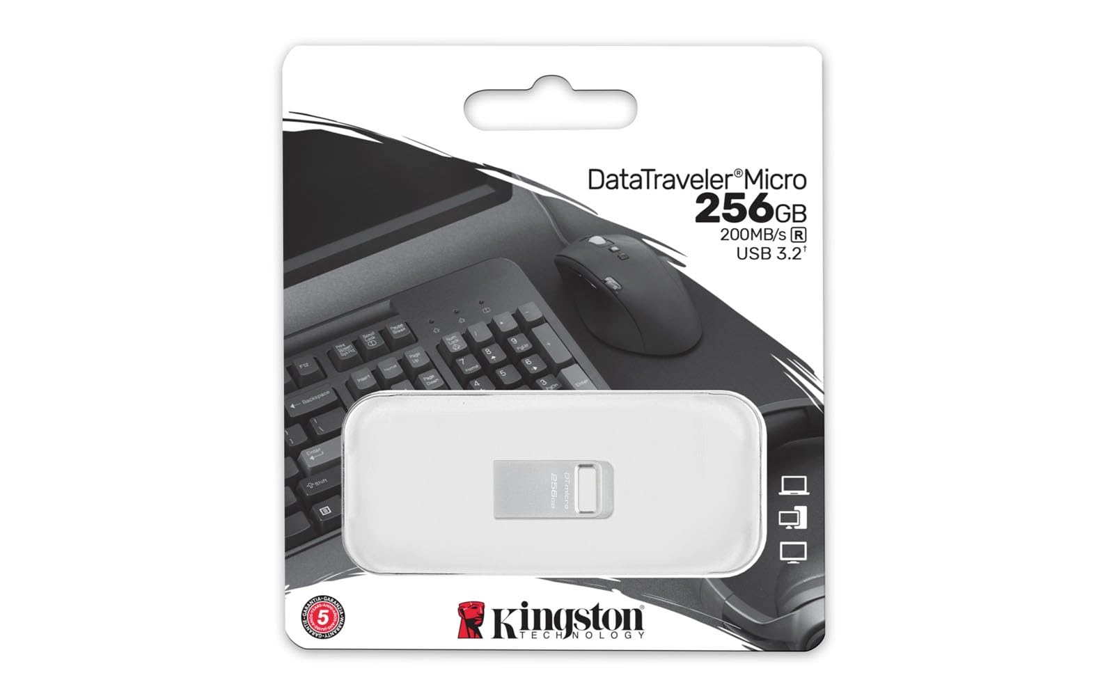 Kingston USB Data Traveler Micro 256GB USB 3.2 Gen1, Lectura: 200MB/s (DTMC3G2/256GB)