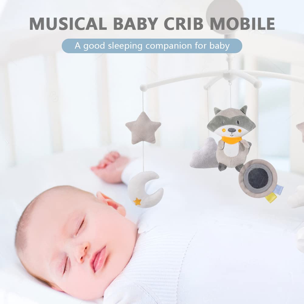 Móvil Musical BHCASE Blanco con Juguetes Giratorios para Cuna de Bebé, niños y niñas