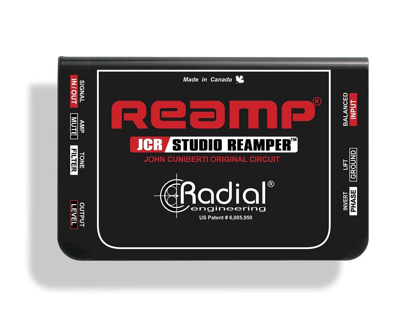 Reamper de Estudio Radial Negro con Filtro de 3 Vías y Elevador de Tierra para Guitarra