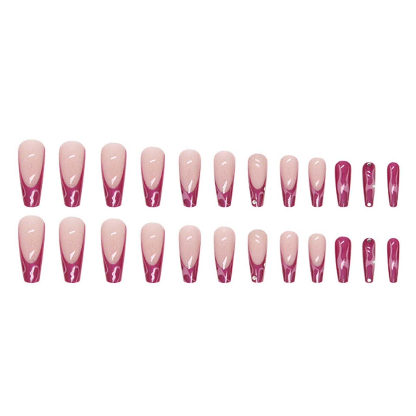 Gifiky Uñas Postizas de Ataúd Largo, Prensa Francesa, Uñas de Galaxia, Consejos Acrílicos Reutilizables, Uñas Postizas para Mujeres y Niñas, 24 Piezas