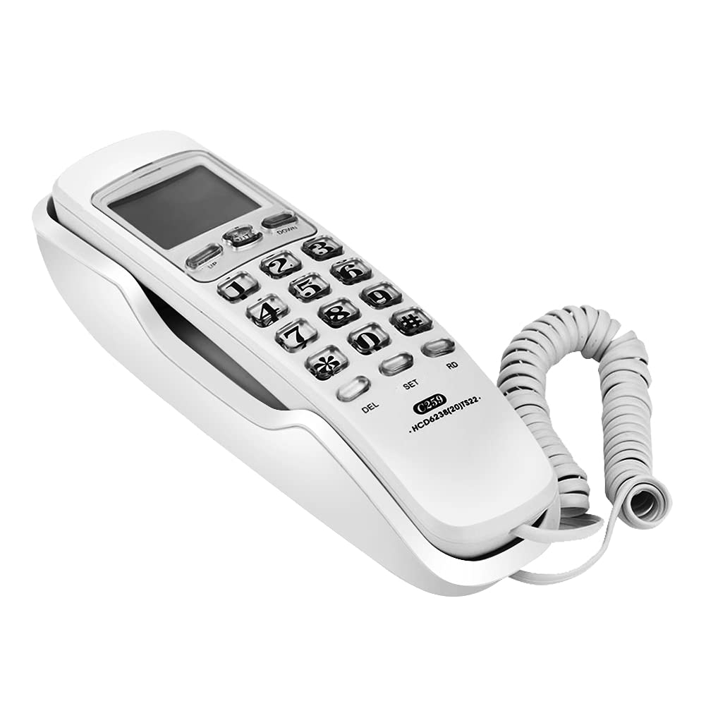 Teléfono con cable, identificador de llamadas con cable montado en la pared Teléfono fijo con rellamada de un botón, protección contra truenos y función de cancelación de ruido para el hotel de la ofi