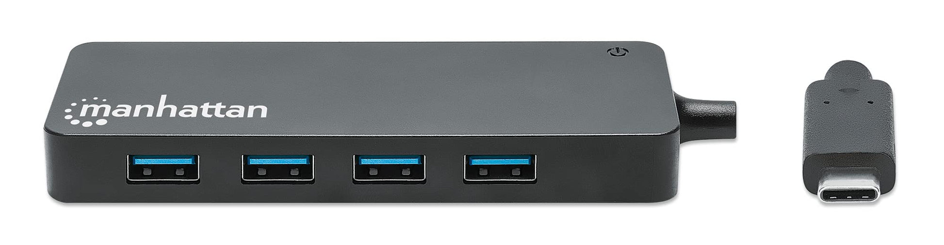 Manhattan 168410 Hub USB-C con 7 Puertos USB-A 3.2, Transferencia Rápida de 5 Gbps, Alimentación por Bus, Transferencia de Datos a 5 Gbps, Diseño Compacto, Negro