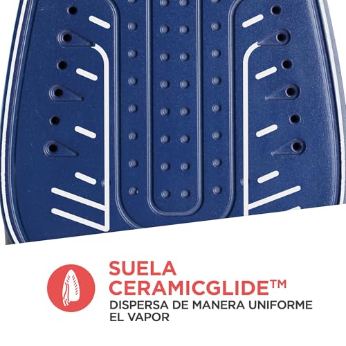 Black+Decker - Plancha de Vapor Even Steam con Suela Cerámica y Potente Golpe de Vapor, IR1920