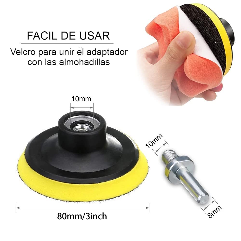 Juego de Almohadillas Pulidoras Kit Esponja Lana Espuma Automóvil Camioneta Universal 31 Piezas