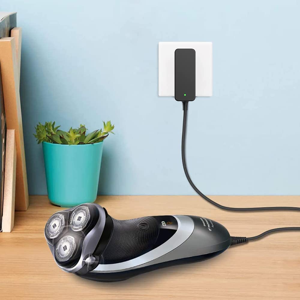 Cargador para Philips Rasuradora HQ8505 Afeitadora Maquinilla afeitar Series 3000 5000 7000 9000, Cable de Carga Charger, Luz Verde LED, Cepillo de limpieza(15V)