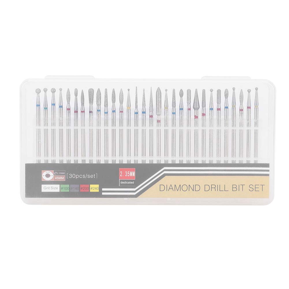 Kit de Taladro Salmue 30 Piezas Diamante para Arte de Uñas en Manicura y Pedicura