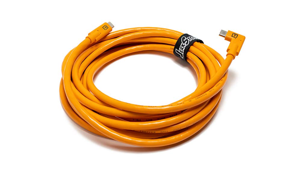 Cable TetherPro Tether Tools naranja USB-C a USB-C ángulo recto