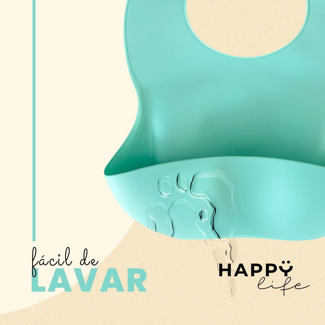 HAPPY LIFE baberos para bebe de silicona suave grado alimenticio, set 3 baberos impermeables, BPA FREE, para alimentacion complementaria de bebé (niño I azul)