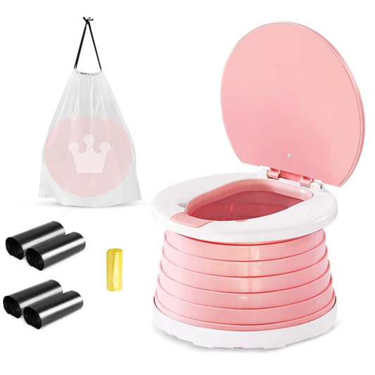 Orinal Portátil Orinal De Viaje Rosa con Asiento Plegable para Niñas y 75 Bolsas de Limpieza