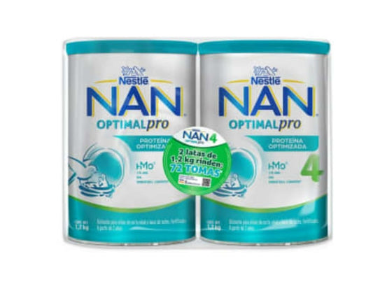 Alimento Para Niños Nan Optimal Pro 4 Con 2 Latas De 1.2 Kg