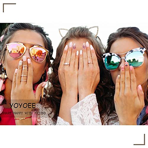 YoYoee Uñas postizas largas - Uñas postizas a presión de ataúd, uñas postizas de bailarina rosa para mujeres y niñas, 24 piezas (hermoso5)