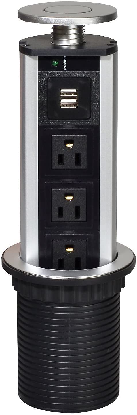 Brrnoo - Torre de alimentación multicontacto para Mesa con USB y 2 Puertos USB para Oficina y hogar