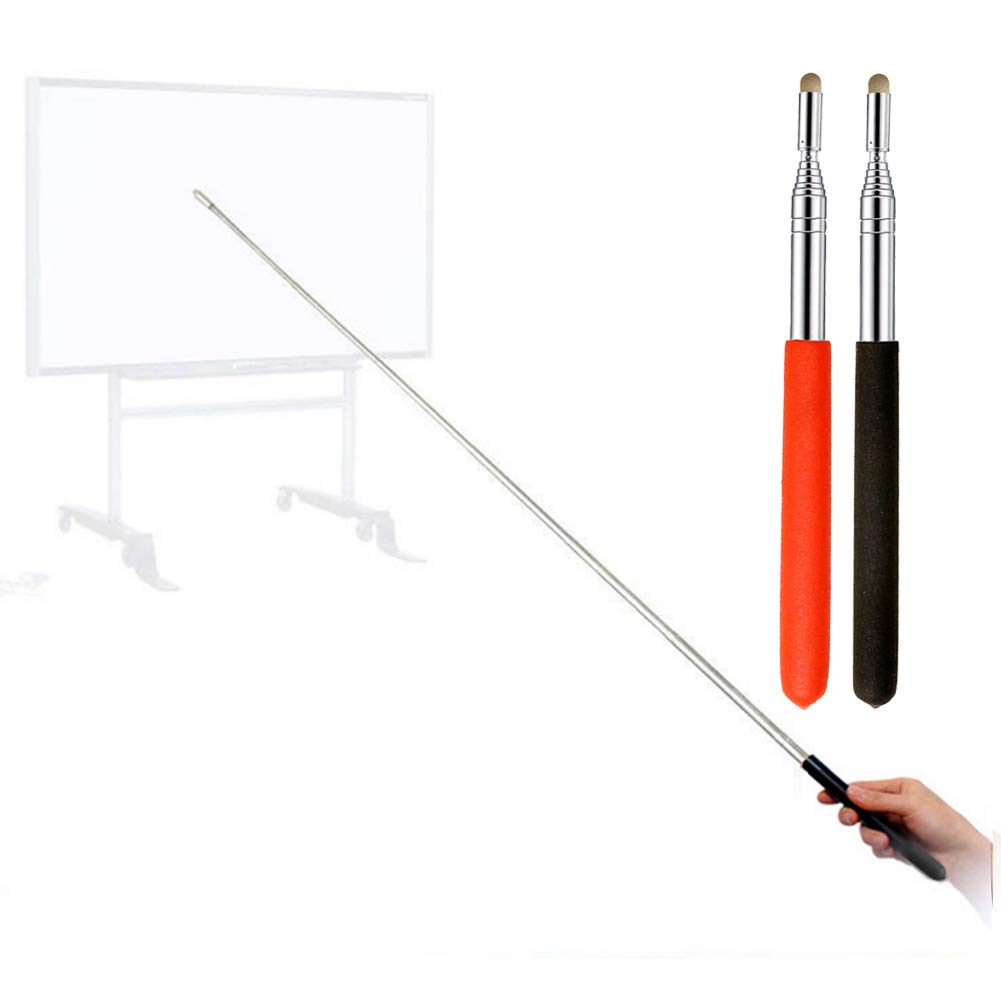 Puntero telescópico para profesores, puntero de enseñanza para aula, puntero retráctil de metal de longitud extendida de 39 pulgadas, puntero de pizarrón blanca de presentación de mano (negro + rojo esmerilado)