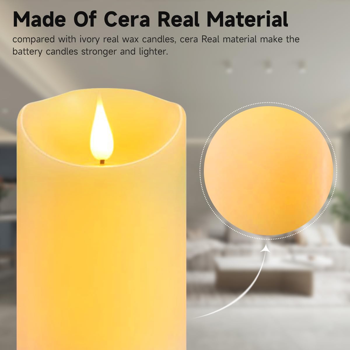 Autbye Veladora Electrica Sin Llama, Vela Artificial con Batería Recargable y Control Remoto, Velas Led Grandes de Cera Real, Velas Electricas Parpadeantes, para Hogar Festivales Decoración