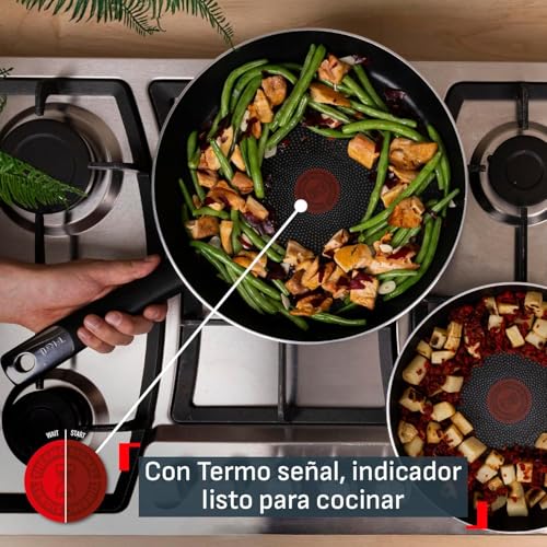 Batería de Cocina T-fal Hard Titanium Plus Negro 6 Piezas Antiadherente Duradero