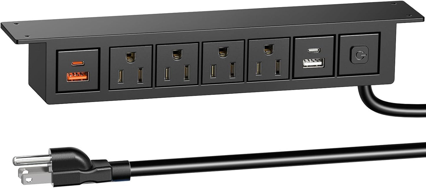 YolkVisual Multicontacto Escritorio para Instalar Debajo de la Mesa. PD 20 W USB C, 8 en 1, 4 Salidas de AC, 2 USB-C, 2 USB-A