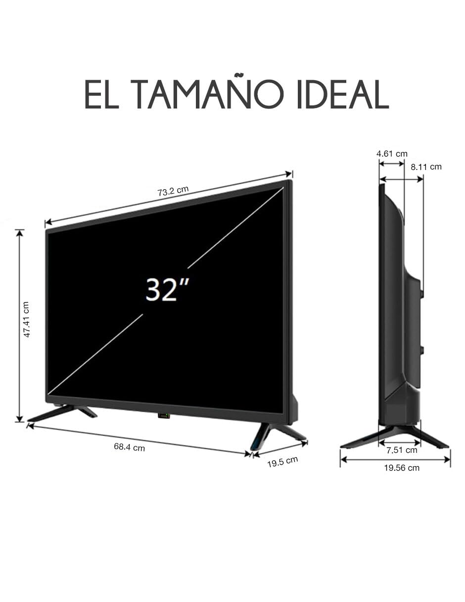 Red V Televisión Redv 32 Pulgadas Smart TV Android 12 HD - Pantalla LED, Resolución HD 720p, Acceso a Apps de Streaming, Conectividad WiFi, Puertos HDMI y USB, Dolby Audio, Bisel Delgado