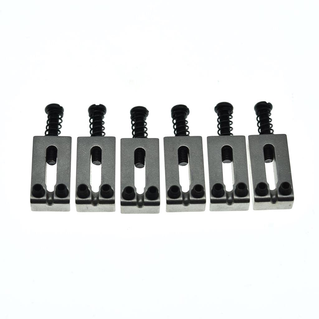 Dopro - Juego de 6 monturas de acero inoxidable para guitarra (10,5 mm, con tornillos negros para guitarra Strat Tele, 6 cuerdas)