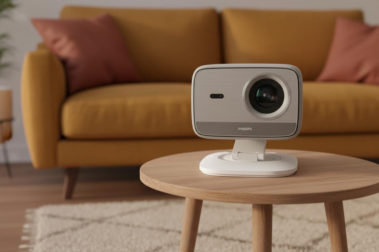 Philips Neopix 444, Proyector 4K, Resolución Nativa 1080p, 500 lúmenes ANSI, sonido estéreo de 10 vatios, enfoque automático, autokeystone, cable HDMI a USB-C incluido, blanco.