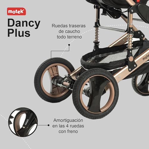 Carriola Bebe Motek Dan Plus 3 en 1 Portabebe Aluminio Dorado