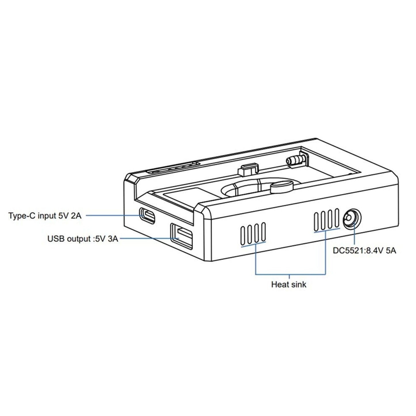 Kastar NP-F Placa adaptador de batería con indicadores LED, entrada tipo C 5V 2A, 8.4V 5A 5.5x2.1mm, salida 12V 2A 5.5x2.5mm, 16.8V 2A Dtap, 5V 3A USB para batería de la serie NP-F, DSLR y cámara sin