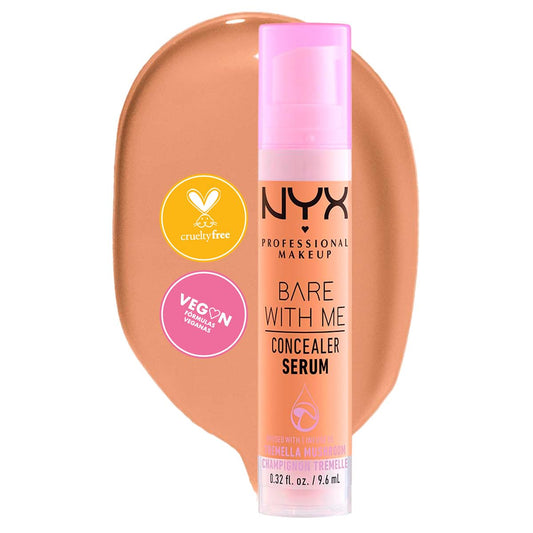 NYX Professional Makeup, Bare With Me Serum Corrector, 9ml. Tono: Medium. Suero corrector que cubre ojeras, manchas e imperfecciones. Cobertura media, hidratación hasta por 24 horas. Ideal para piel normal a seca. Fórmula vegana.