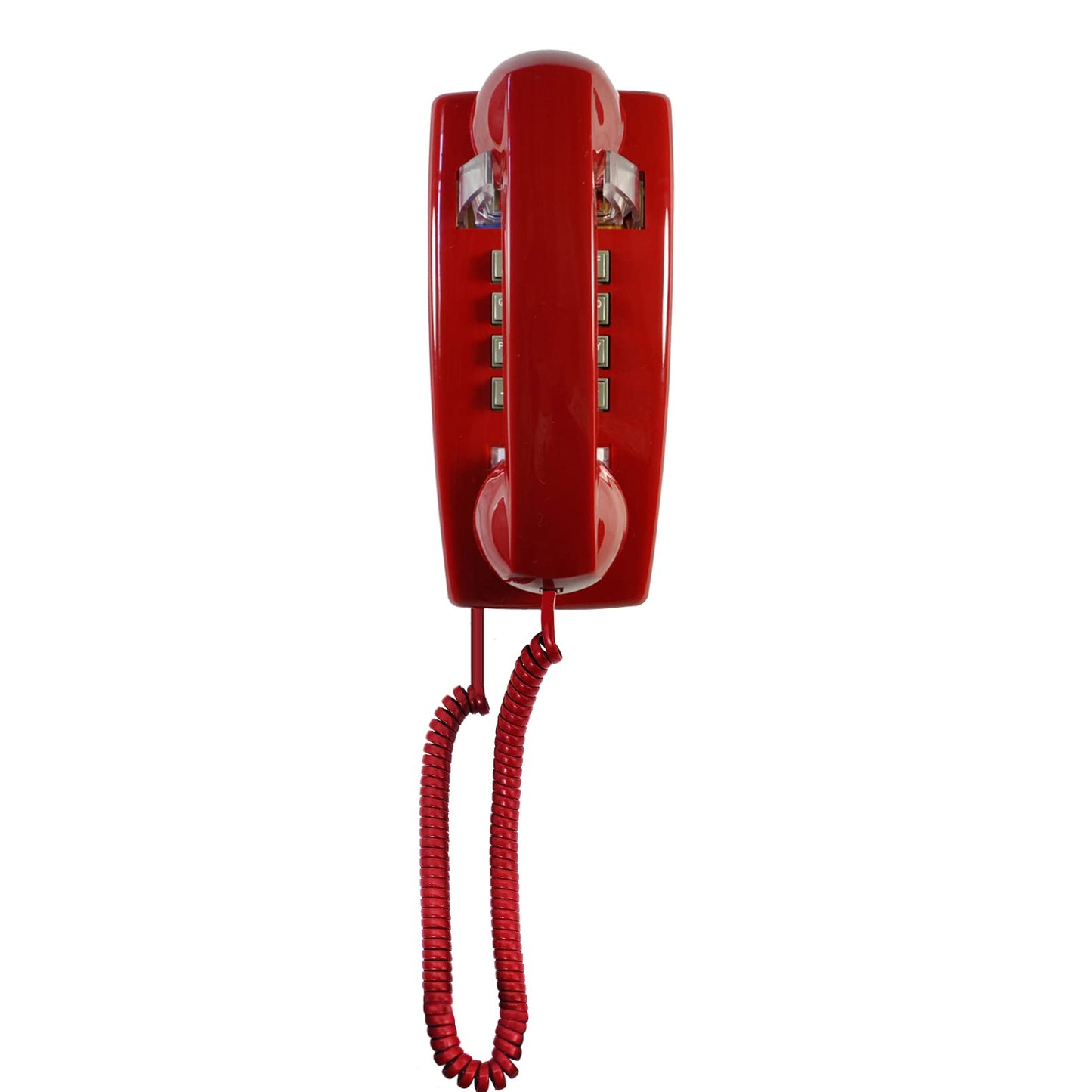 Teléfono de pared rojo, teléfono fijo montado en la pared, teléfono de pared clásico chapado en pared de plástico para hogar, oficina, hotel, cabina de teléfono, teléfono analógico antiguo ajustable