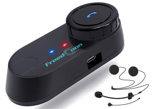FreedConn T COM VB - Auriculares Bluetooth para motocicleta, intercomunicador de casco de 2 vías 800 m con música compartida, altavoces de sistema de comunicación universal, accesorios de moto