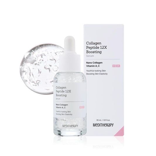 MEDITHERAPY Suero potenciador de péptidos de colágeno 12X, mejora la elasticidad de la piel y reduce las arrugas profundas, promueve la producción de colágeno para una piel firme y joven, cuidado de