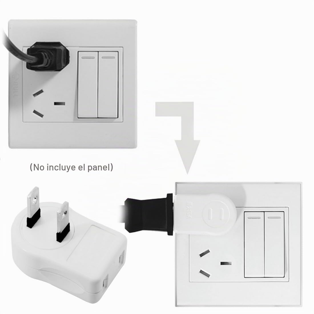 Adaptador de Corriente ChenYang Negro Compacto con Extensor de Enchufe NEMA 1-15P a NEMA 1-15R 90 Grados de 15A