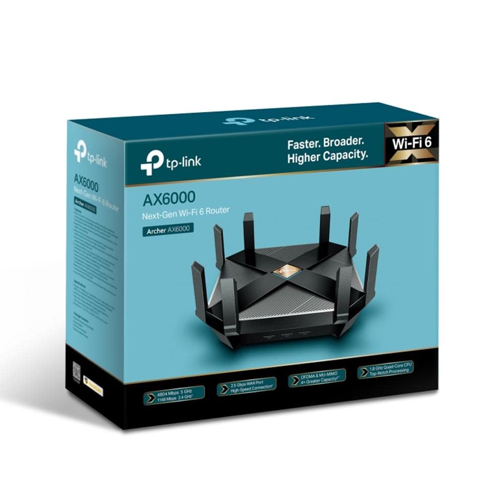 TP-Link WiFi 6 AX6000 Smart WiFi Router - 802.11ax Router, Gigabit, Dual Band, OFDMA, MU-MIMO, Funciona con Alexa (Archer AX6000)