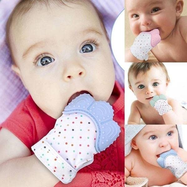 Fruit and Porridge Sucker + Teething Glove, Sound Membrane, Stimulating Relief for Baby, BPA Free, 3 months (Dino Green Red Sucker and Green Glove)