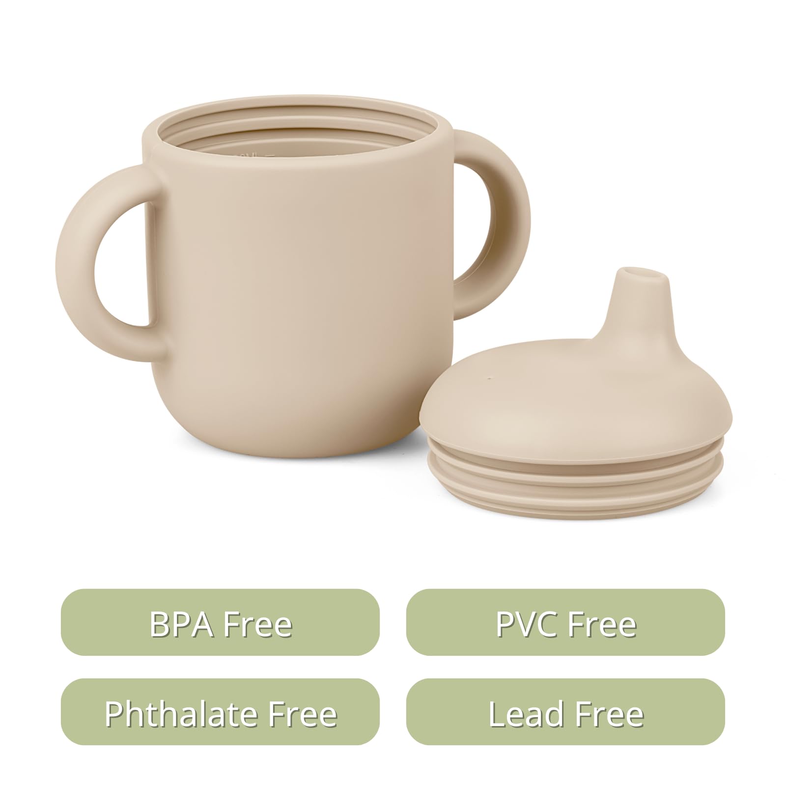 Nothomme - Vasos de silicona para bebes de 6 a 12 meses, paquete de 2 tazas de entrenamiento de silicona de grado alimenticio con pajitas y tapas, mango de agarre para destete LED de bebé, 6 onzas