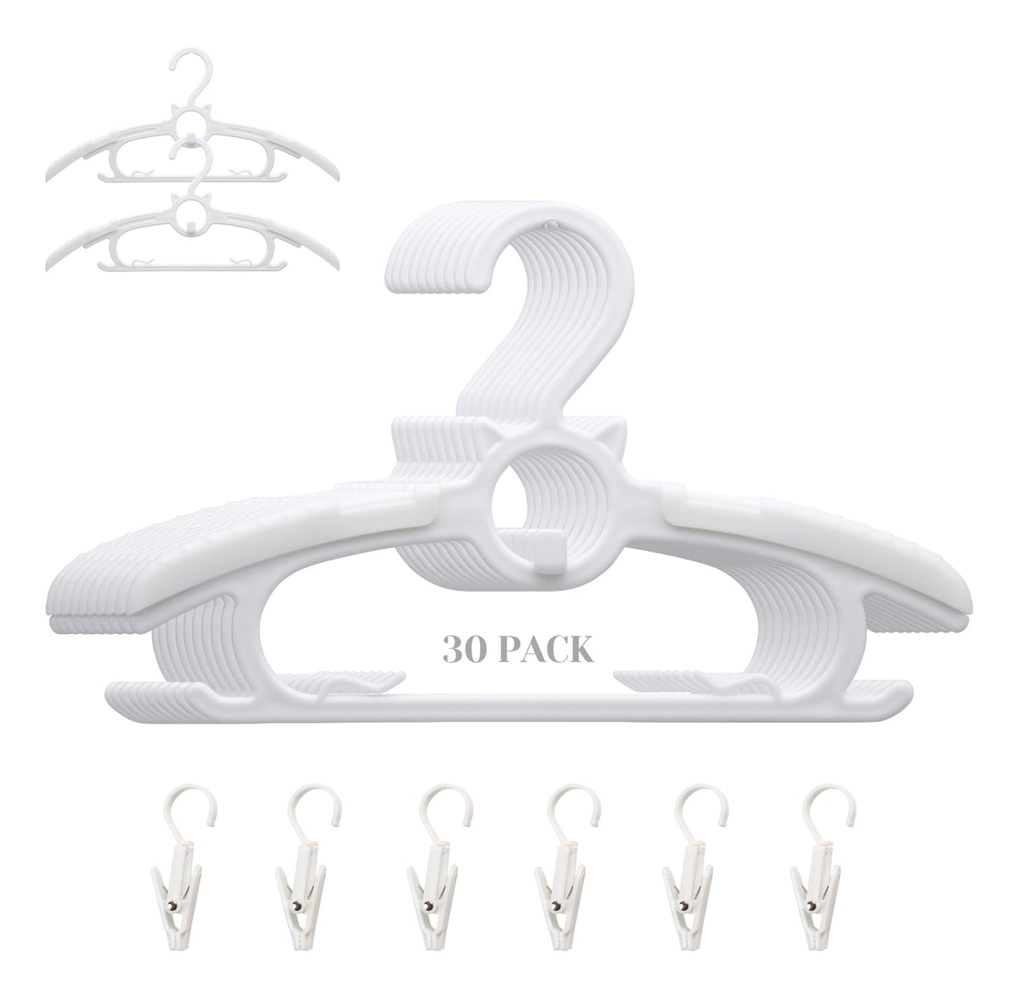 Gencuoir Baby Nursery Closet Hangers, Ultra Thin Non-Slip and Extendable Laundry Infant Pant Hanger for Newborn Clothes 30pcs11-14 Adjustable Children Coat Hanger for Girl Boy Toddler Kids Child