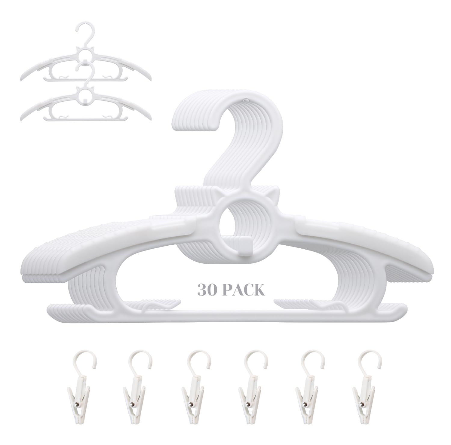 Gencuoir Baby Nursery Closet Hangers, Ultra Thin Non-Slip and Extendable Laundry Infant Pant Hanger for Newborn Clothes 30pcs11-14 Adjustable Children Coat Hanger for Girl Boy Toddler Kids Child