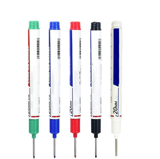 Marcador de Agujeros Profundos de 20 mm con Punta Larga, Tinta Permanente e Impermeable, Herramienta de Marcado para Carpintería y Baño (Multicolor)