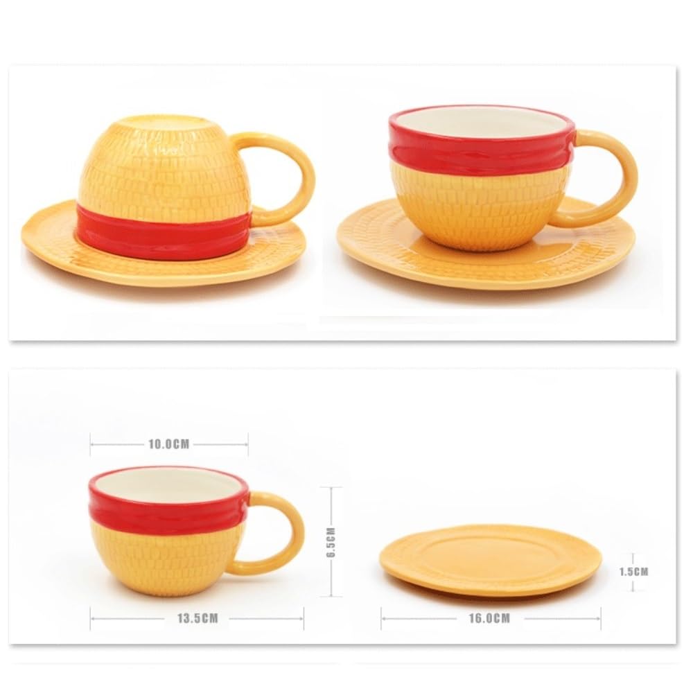 Tazas de Café Cerámica Anime de Colores Amarillo para Mujeres y Hombres