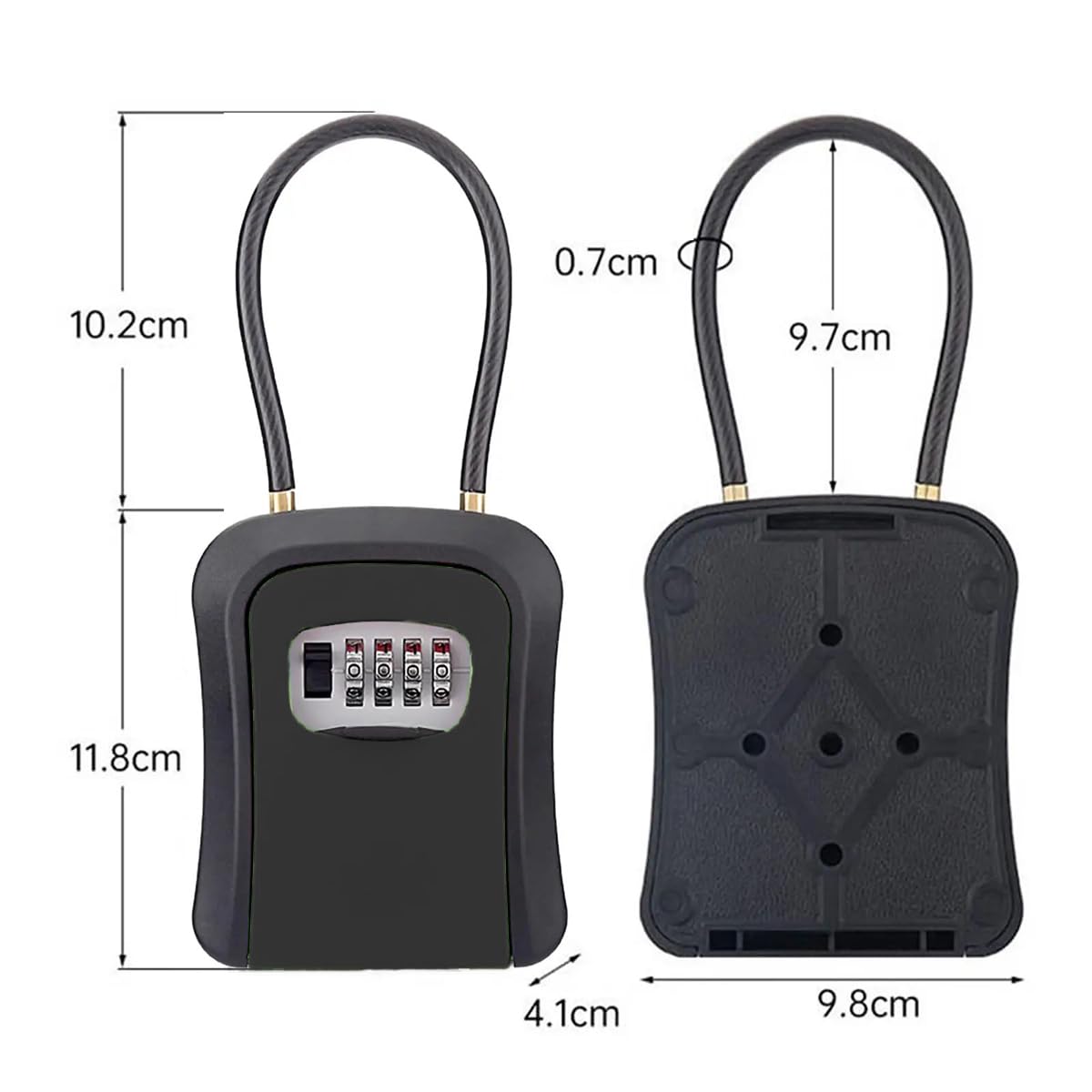 Caja de Seguridad para Llaves, Montaje en Pared, Resistente al Agua y Golpes, con Combinación de 4 Dígitos, Ideal para Uso Exterior e Interior, Protección para Hogar, Garaje y Oficina (Negro)