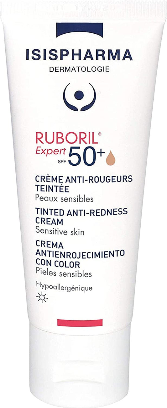 Isispharma Ruboril Expert SPF 50+ 40 ml Muy alta protección solar para pieles sensibles y/o con Rosacea, efecto mate, efecto calmante