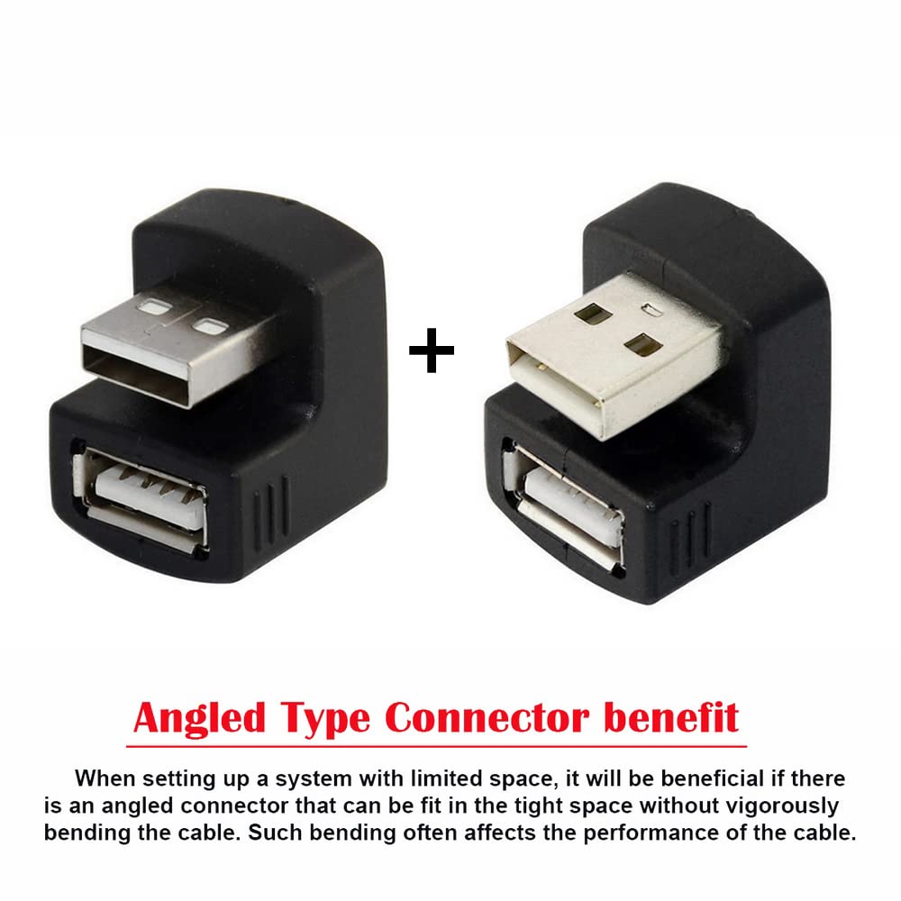 Adaptadores de Extensión USB 2.0 de CY Blanco en Ángulo de 90 Grados de Perfil Bajo